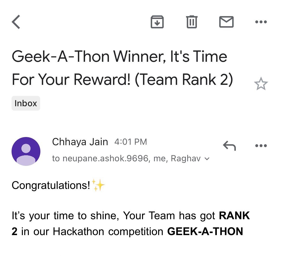GeeksForGeeks Geek-A-Thon Winner